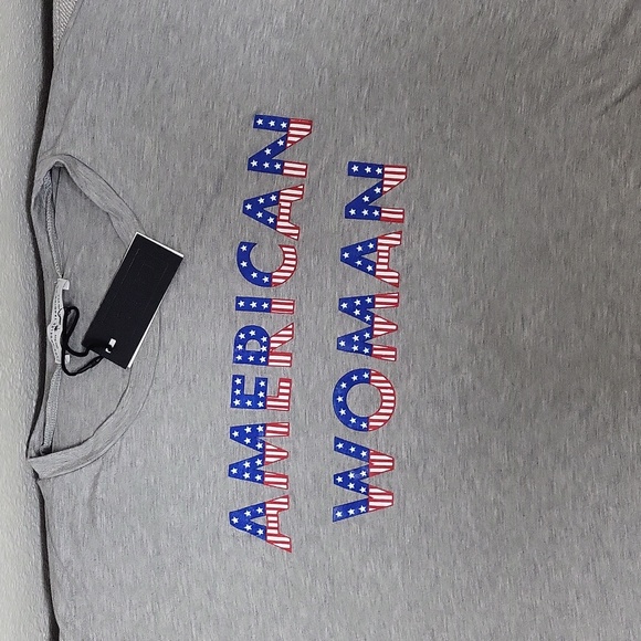 New oversized stretch t-shirt "AMERICAN WOMAN" - Picture 2 of 5